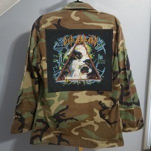 Def Leppard Custom Upcycled Camo Army Cargo Jacket